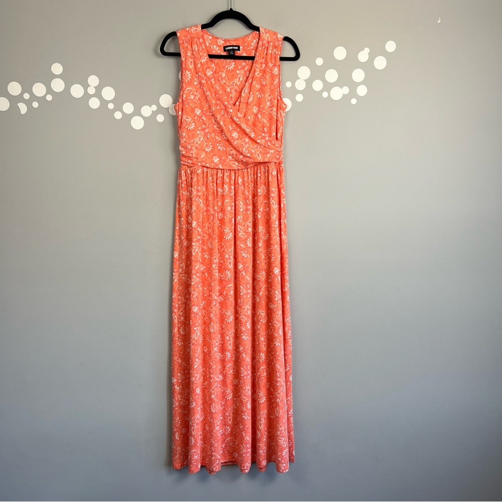 Lands' End Sleeveless Knit Surplice Wrap Maxi Dress Size Small